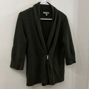 Neiman Marcus Women's Green Shawl Collar Knit Cardigan Sweater- large -cashmere